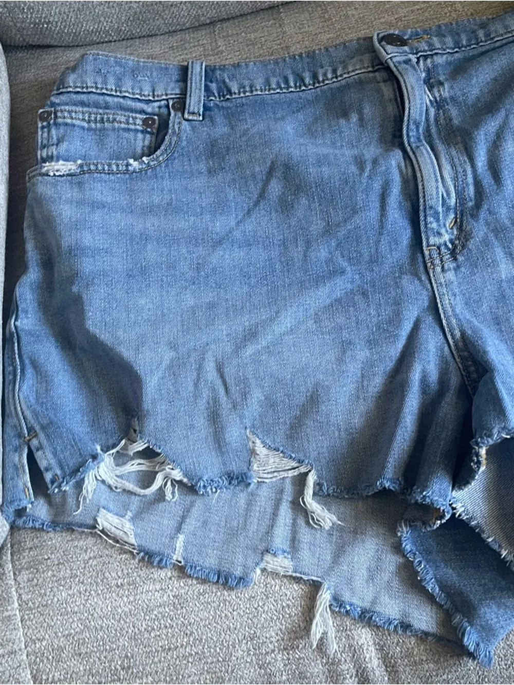 Aerie Womens Plus XXL Denim Shorts Cutoff Distressed Size Stretchy Blue T2 - Picture 3 of 9